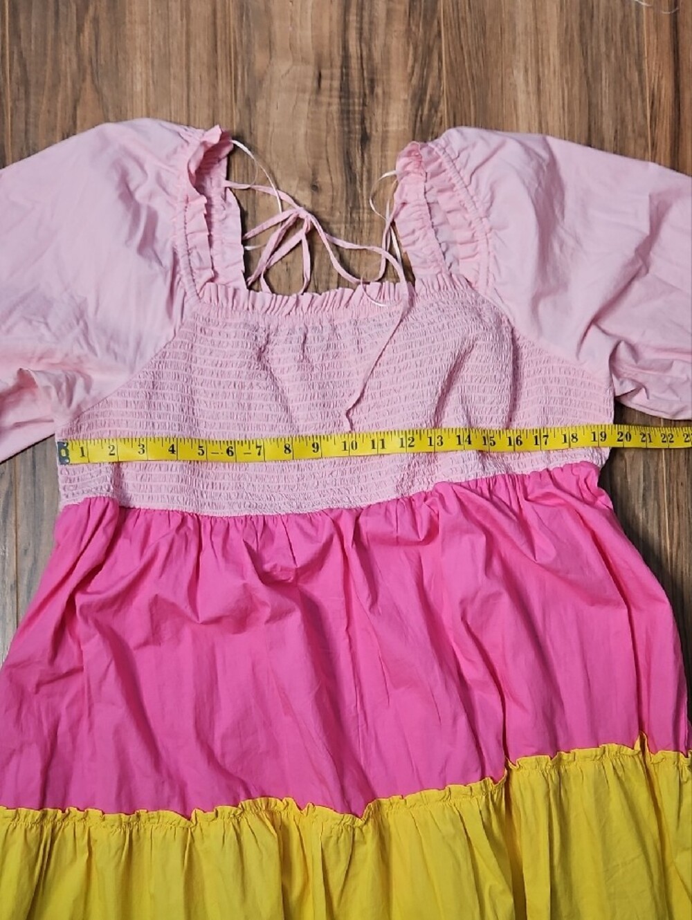 Crown & Ivy Colorblock Tiered Dress - Pink, Yellow, Green, Blue Plus Size 2X - Picture 8 of 11